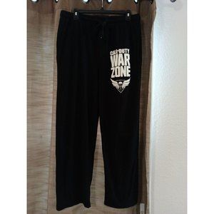 Men's Call Of Duty Warzone Big Spellout Pajama Pants Black/White Medium